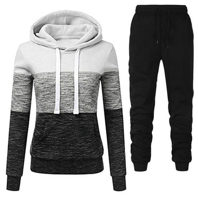 Helene | Farveblokket Hoodie & Jogger Sæt
