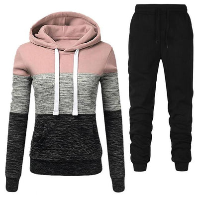 Helene | Farveblokket Hoodie & Jogger Sæt
