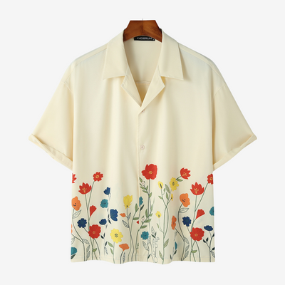 Ludvig | Blomstret Broderet Skjorte med Knapper