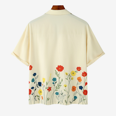 Ludvig | Blomstret Broderet Skjorte med Knapper