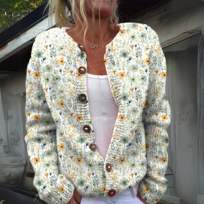 Kenza™ | Stilfuld Blomstret Cardigan med Knapper