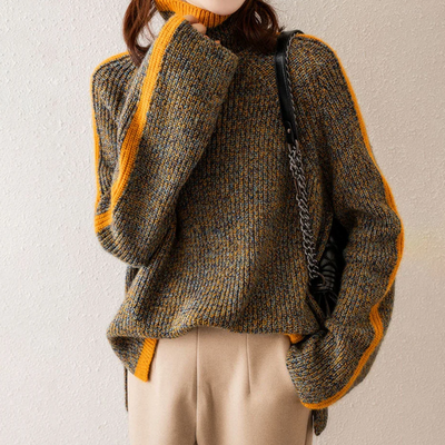 Lena | Stilfuld Color-Block Turtleneck Sweater
