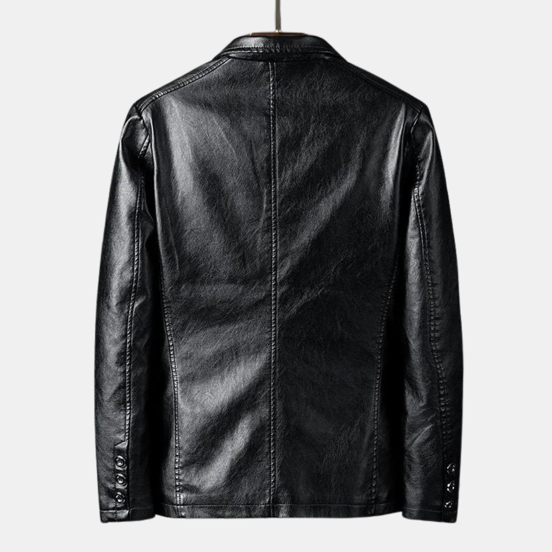 Jane | Stilfuld Sort Læder Blazer