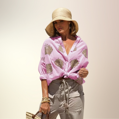 Gaby | Stilfuld Broderet Skjorte
