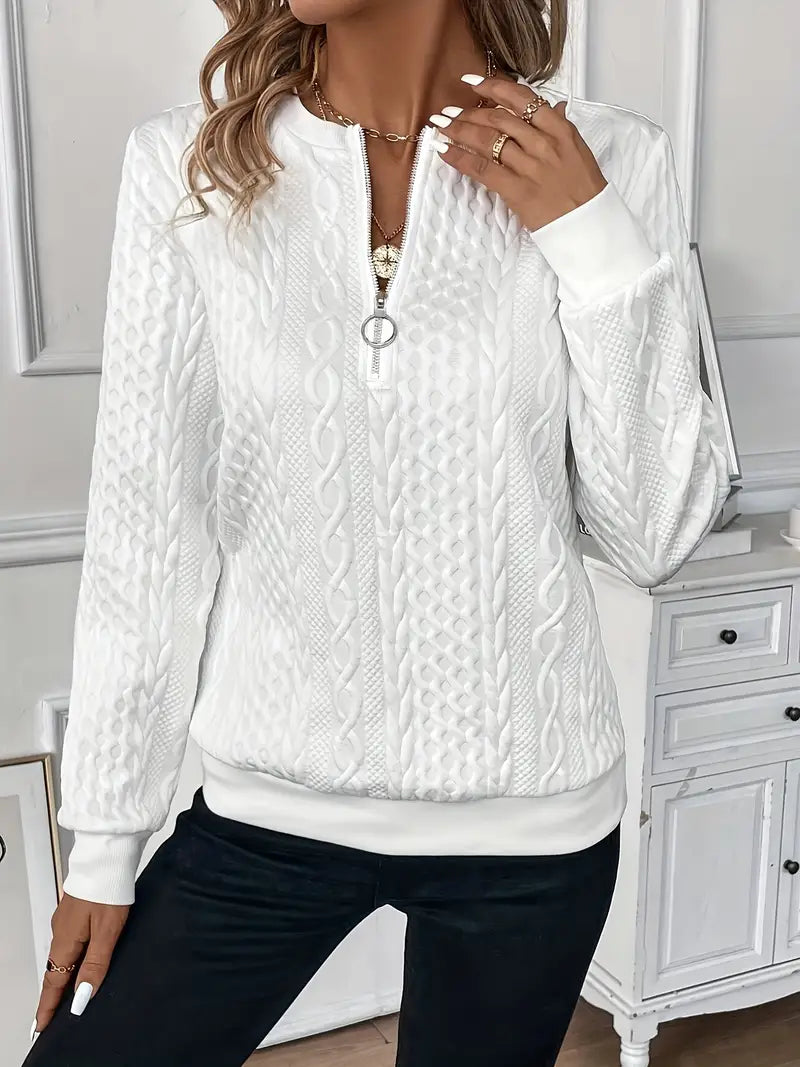 Zoey™ | Stilfuld Kabelstrikket Zip-Sweater