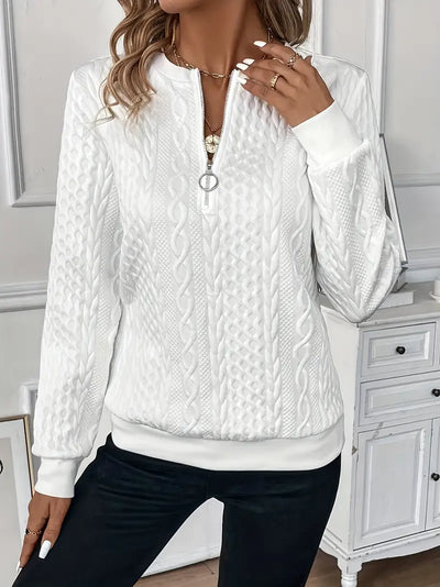 Zoey™ | Stilfuld Kabelstrikket Zip-Sweater