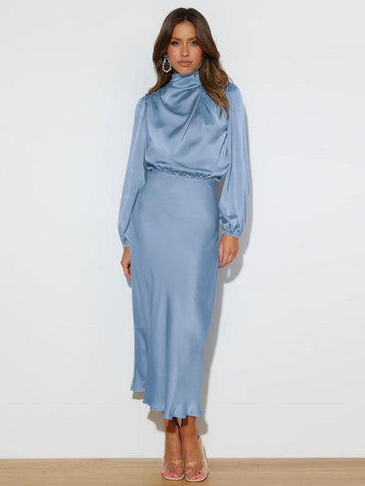 Isabella | Sofistikeret Satin Midi Kjole