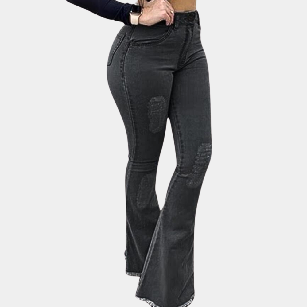 Yvonne | Stilfulde Slidte Flared Jeans