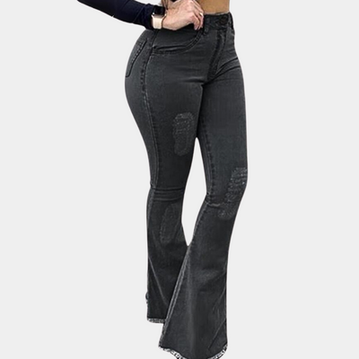 Yvonne | Stilfulde Slidte Flared Jeans
