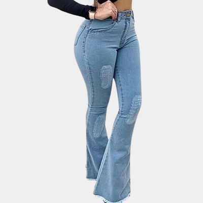 Yvonne | Stilfulde Slidte Flared Jeans