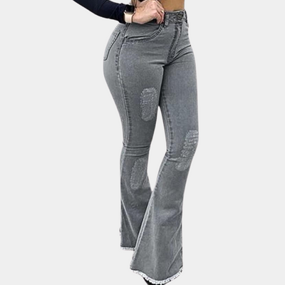 Yvonne | Stilfulde Slidte Flared Jeans
