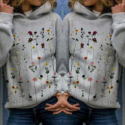 Dorthe | Cozy Hoodie med Livlig Blomsterprint