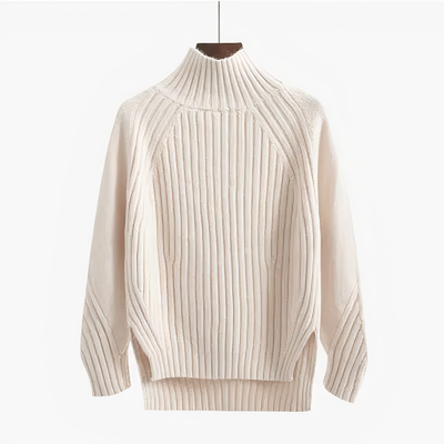 Ulla | Stilfuld Ribbet Rullekrave Sweater