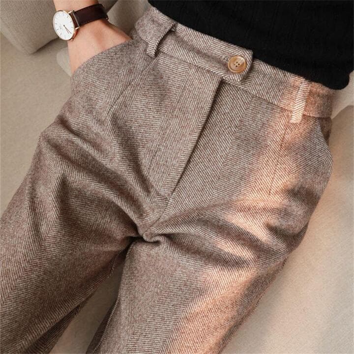 Lea | Kvinders Herringbone Plisserede Bukser