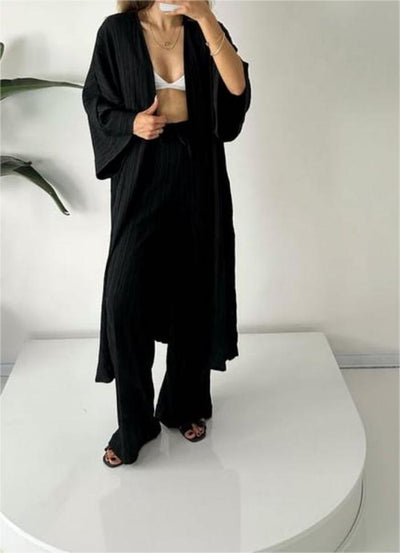 Grynet | Elegant Plisseret Kimono Sæt