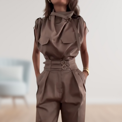 Karen | Stilfuld Bælte Utility Jumpsuit