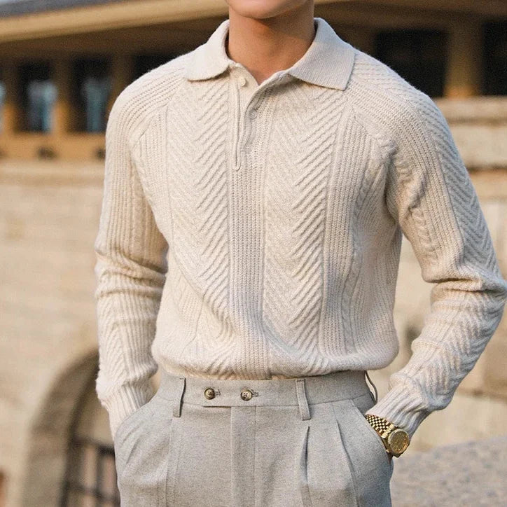 Fabian | Stilfuld Strikket Polo Sweater