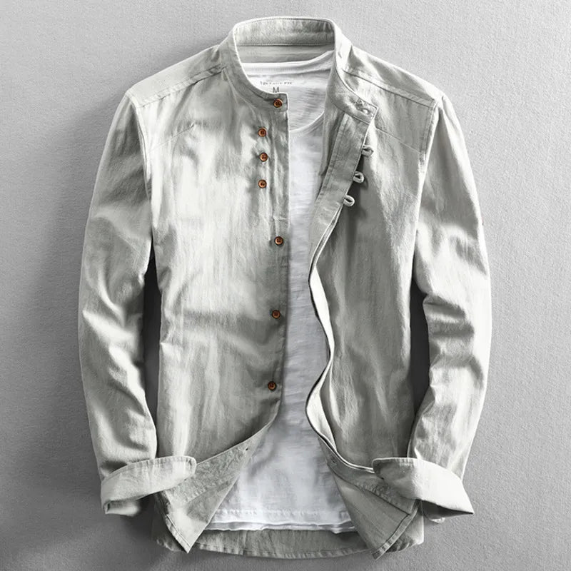 Niels | Stilfuld Button-Up Skjorte med Mandarin Krave