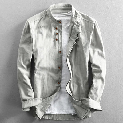 Niels | Stilfuld Button-Up Skjorte med Mandarin Krave