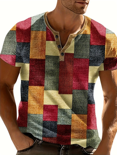 Maron | Stilfuld Patchwork Henley Skjorte