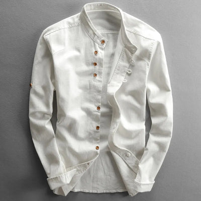 Niels | Stilfuld Button-Up Skjorte med Mandarin Krave