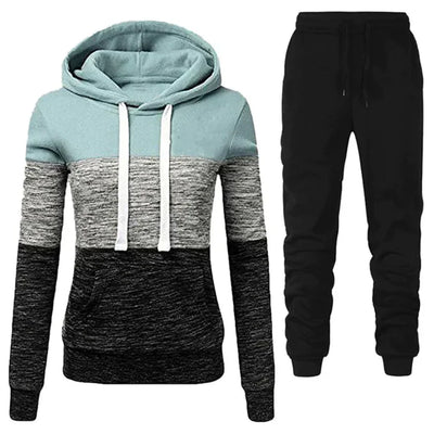 Helene | Farveblokket Hoodie & Jogger Sæt