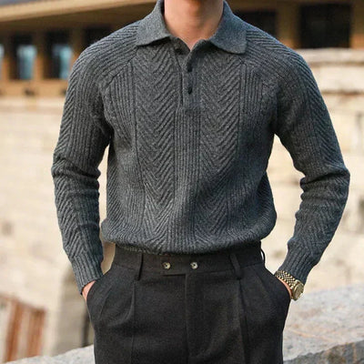 Fabian | Stilfuld Strikket Polo Sweater