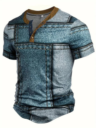 Frank | Stilfuld Patchwork Print Henley Skjorte