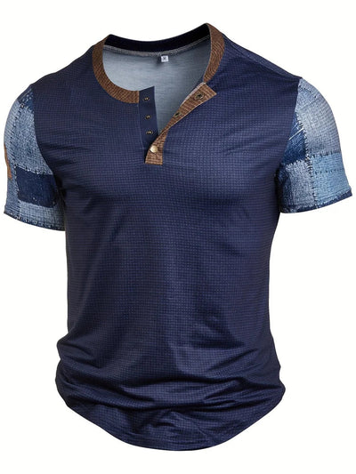 Frank | Stilfuld Patchwork Print Henley Skjorte