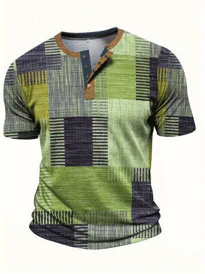 Frank | Stilfuld Patchwork Print Henley Skjorte