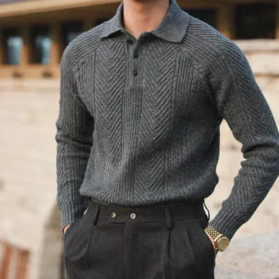 Fabian | Stilfuld Strikket Polo Sweater