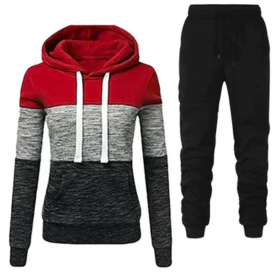Helene | Farveblokket Hoodie & Jogger Sæt
