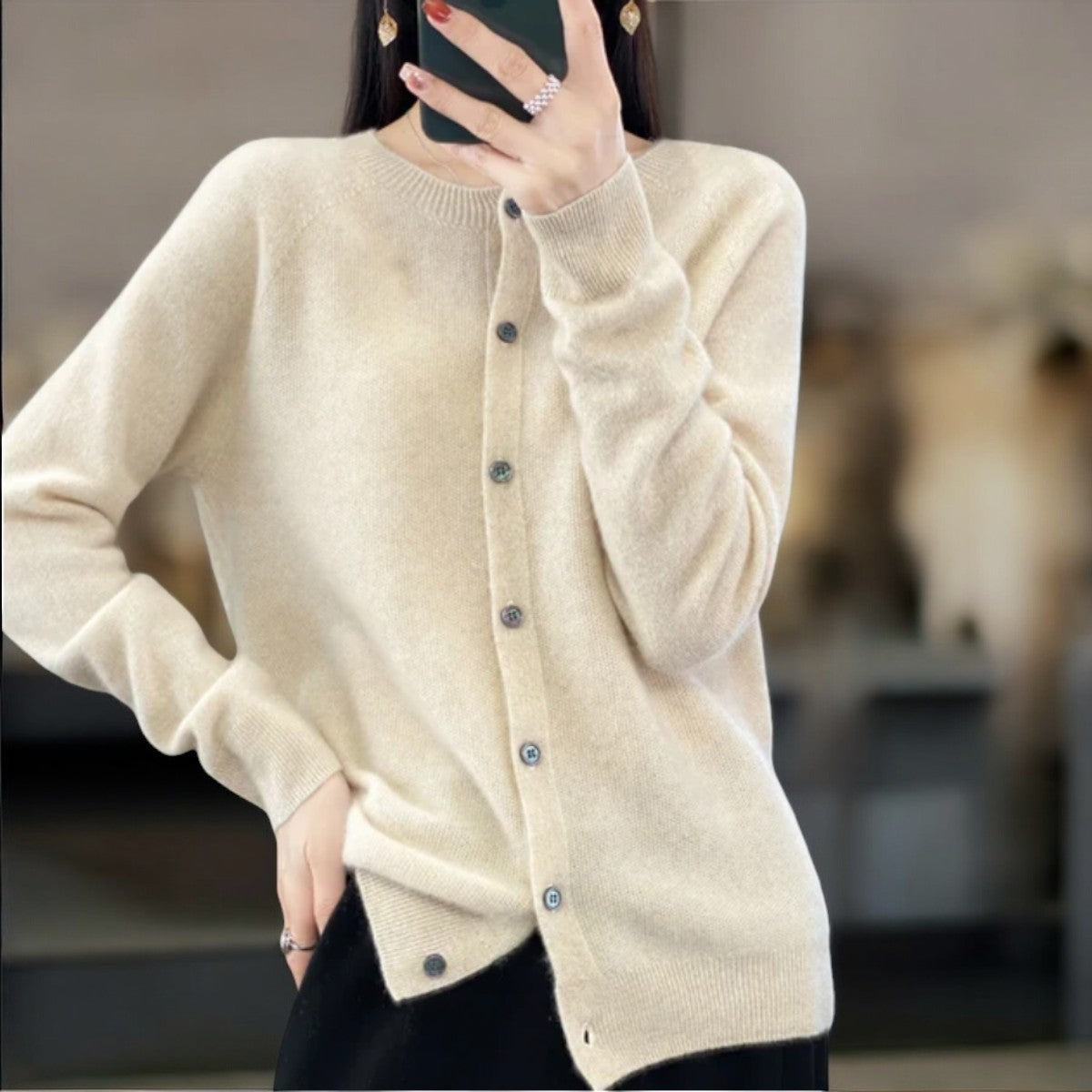 Annika™ - Blød og elegant uldcardigan