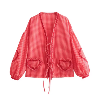 Camille - Retro Heart Blouse