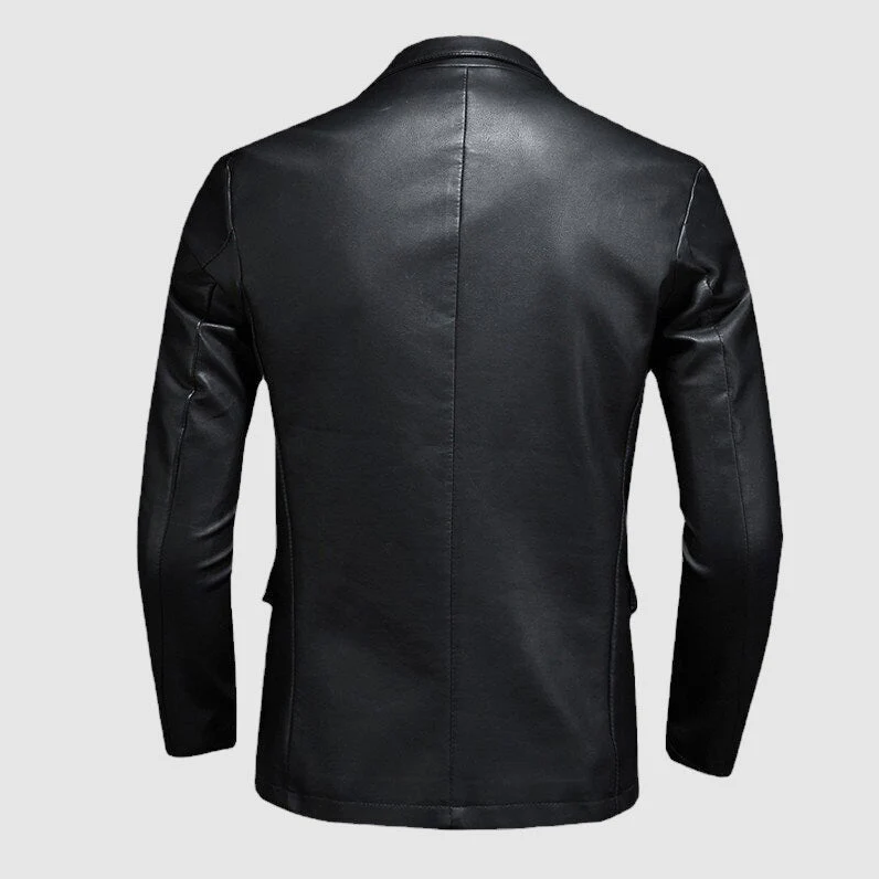 Conrad | Stilfuld Sort Faux Læder Blazer
