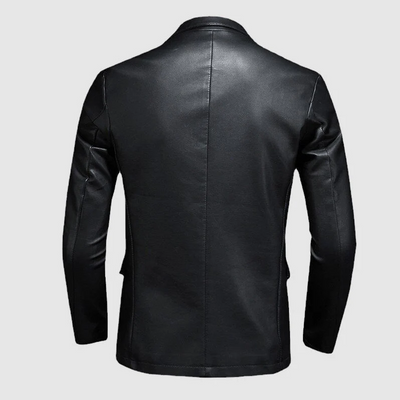 Conrad | Stilfuld Sort Faux Læder Blazer