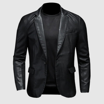 Conrad | Stilfuld Sort Faux Læder Blazer