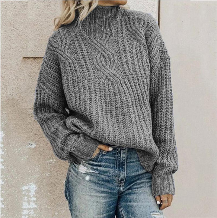 Emilie | Stilig Kabelstrikket Turtleneck Genser