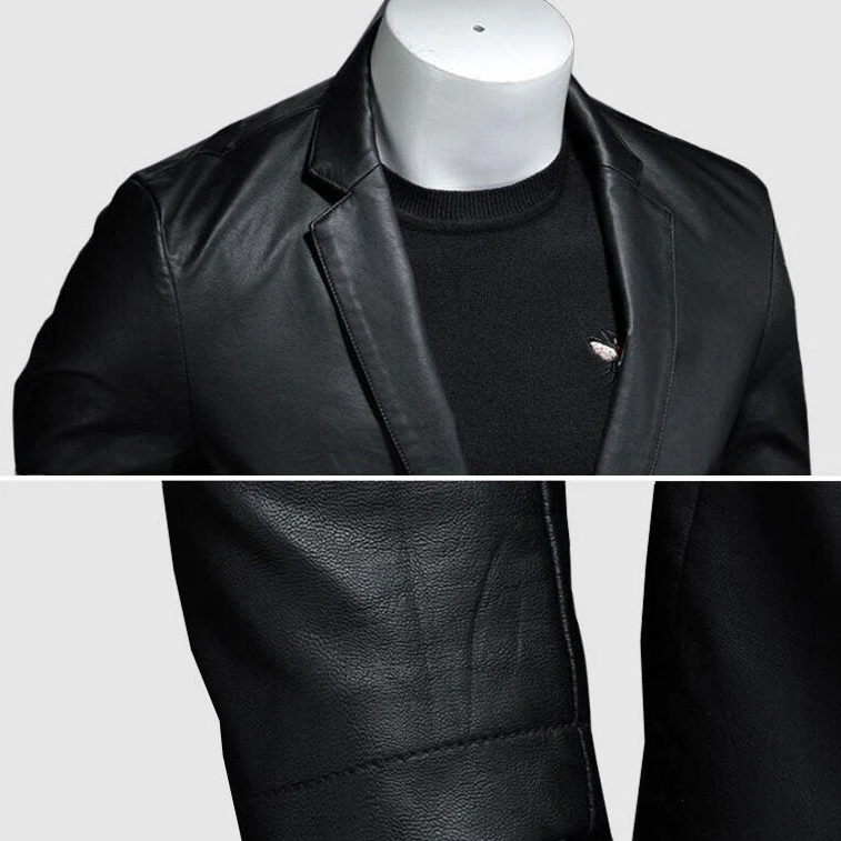 Conrad | Stilfuld Sort Faux Læder Blazer