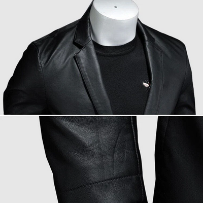 Conrad | Stilfuld Sort Faux Læder Blazer