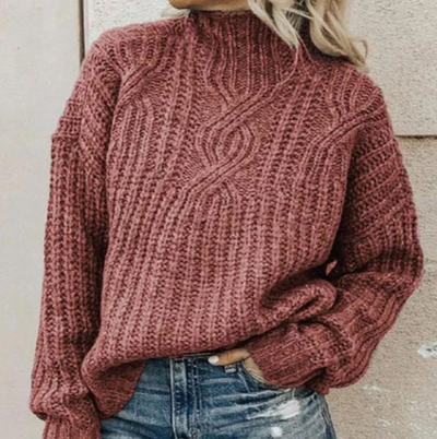 Emilie | Stilig Kabelstrikket Turtleneck Genser