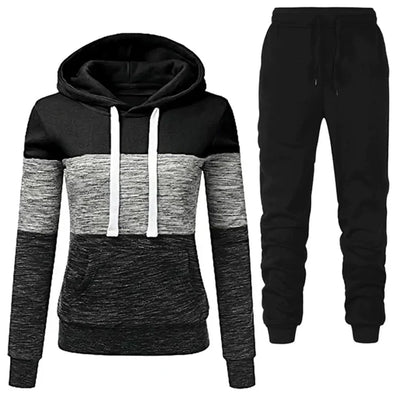Helene | Farveblokket Hoodie & Jogger Sæt