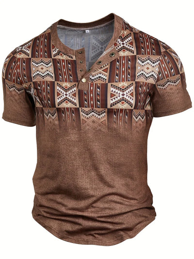 Frank | Stilfuld Patchwork Print Henley Skjorte