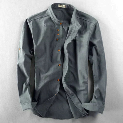 Niels | Stilfuld Button-Up Skjorte med Mandarin Krave