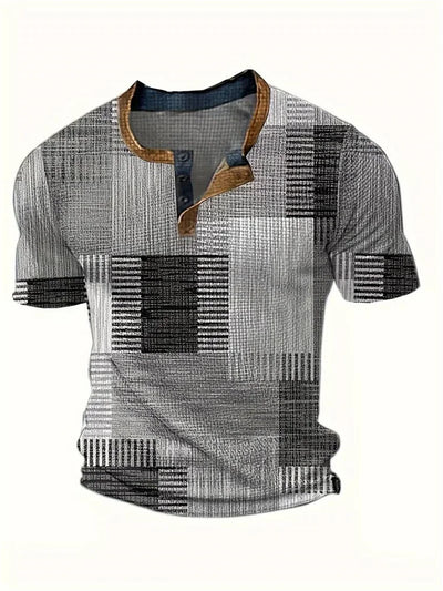 Frank | Stilfuld Patchwork Print Henley Skjorte