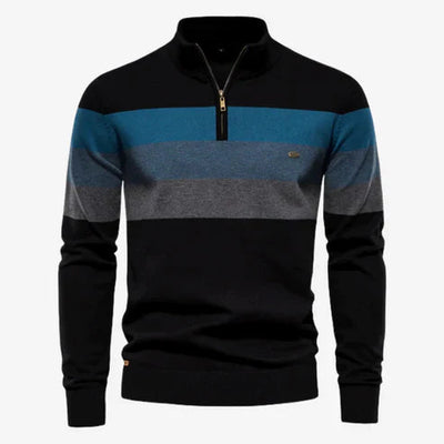 Rolf |  Stribet sweater med kvart lynlås