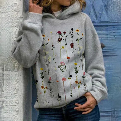 Dorthe | Cozy Hoodie med Livlig Blomsterprint