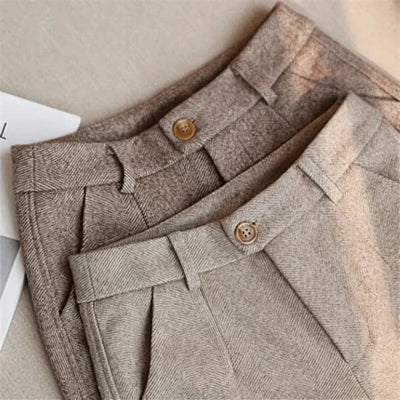 Lea | Kvinders Herringbone Plisserede Bukser