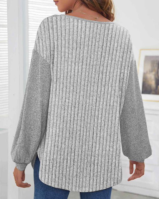 Heidi | Stribet Sweater med Knapdetaljer