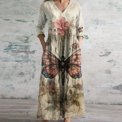 Kristen | Farverig Patchwork Blomsterkjole